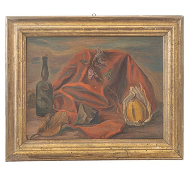 GIUSEPPE CANALI : Still life  (1940)  - Oil on board - Auction Smart Auction: furniture, paintings, sculptures, silver and more at affordable prices - Bertolami Fine Art - Casa d'Aste