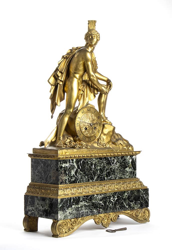 Orologio da Appoggio Francese in Bronzo e Marmo