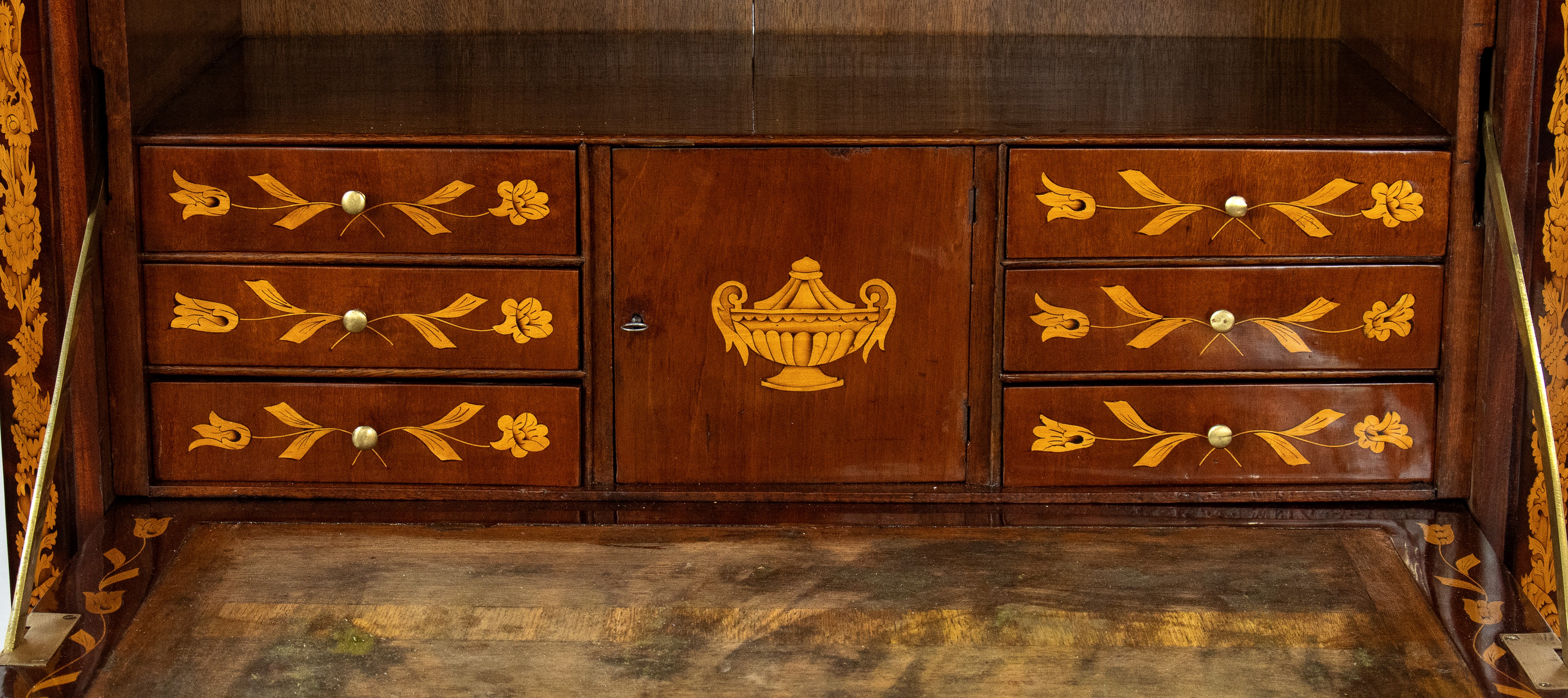 Secretaire Olandese in Mogano Intarsiato, Carlo X