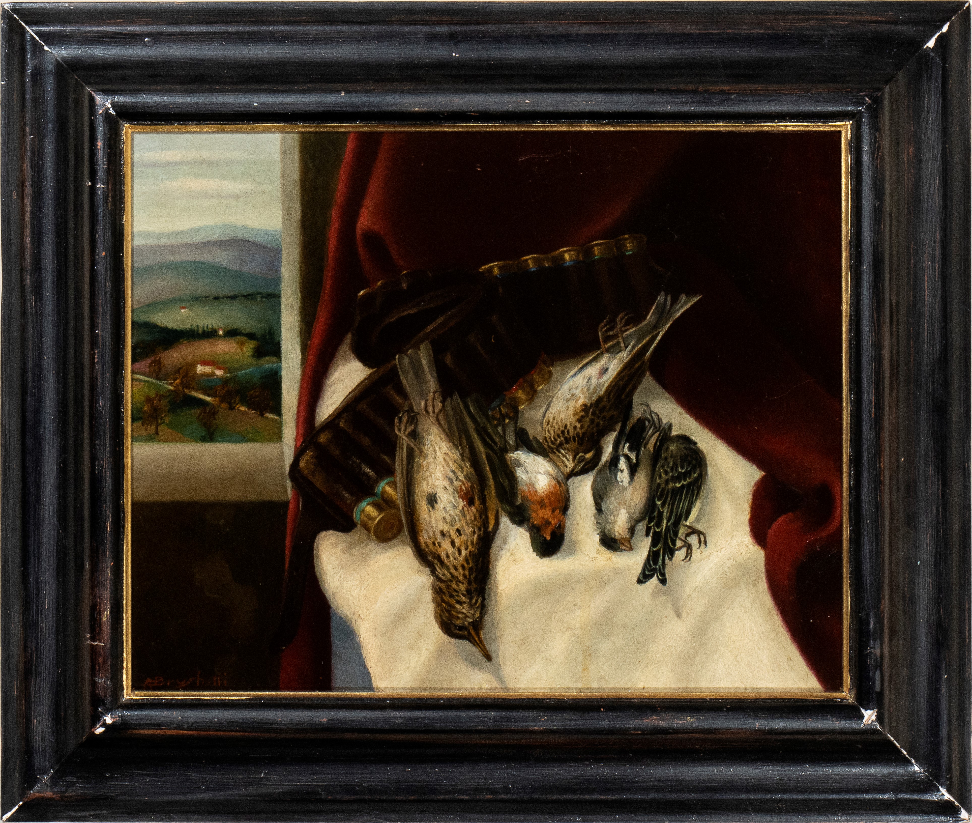 Alessandro Bruschetti - Natura morta con cacciagione, olio su tavola