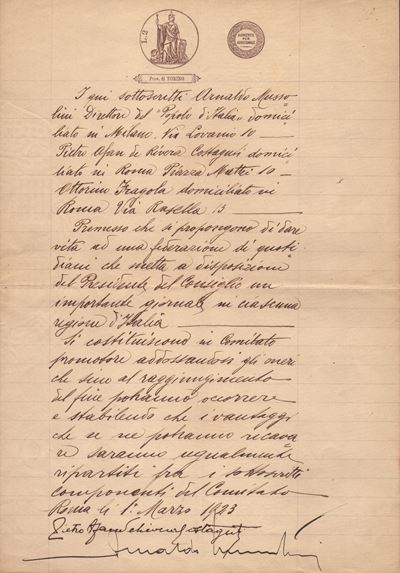 Mussolini, Arnaldo - Costaguti Afan De Rivera, Pietro - Fragola, Ottorino