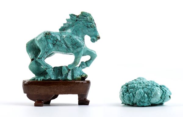 TWO SMALL TURQUOISE SCULPTURES