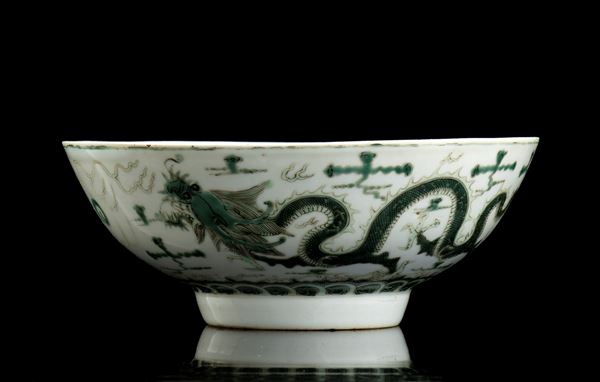 A POLYCHROME ENAMELLED PORCELAIN BOWL