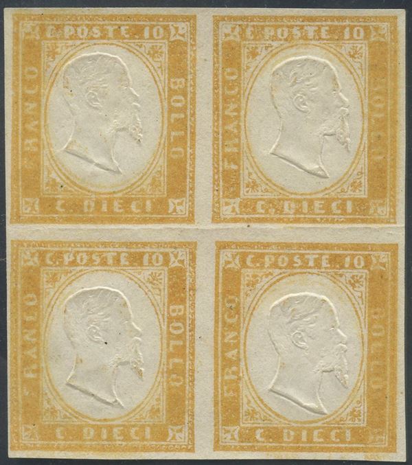 Sardinia - 10 cent. Gummed on the front  - Auction Stamps and Postal History - Bertolami Fine Art - Casa d'Aste