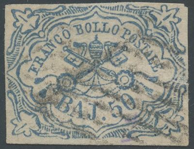 Pontificio, 50 Baj Azzurro n.10, 1852