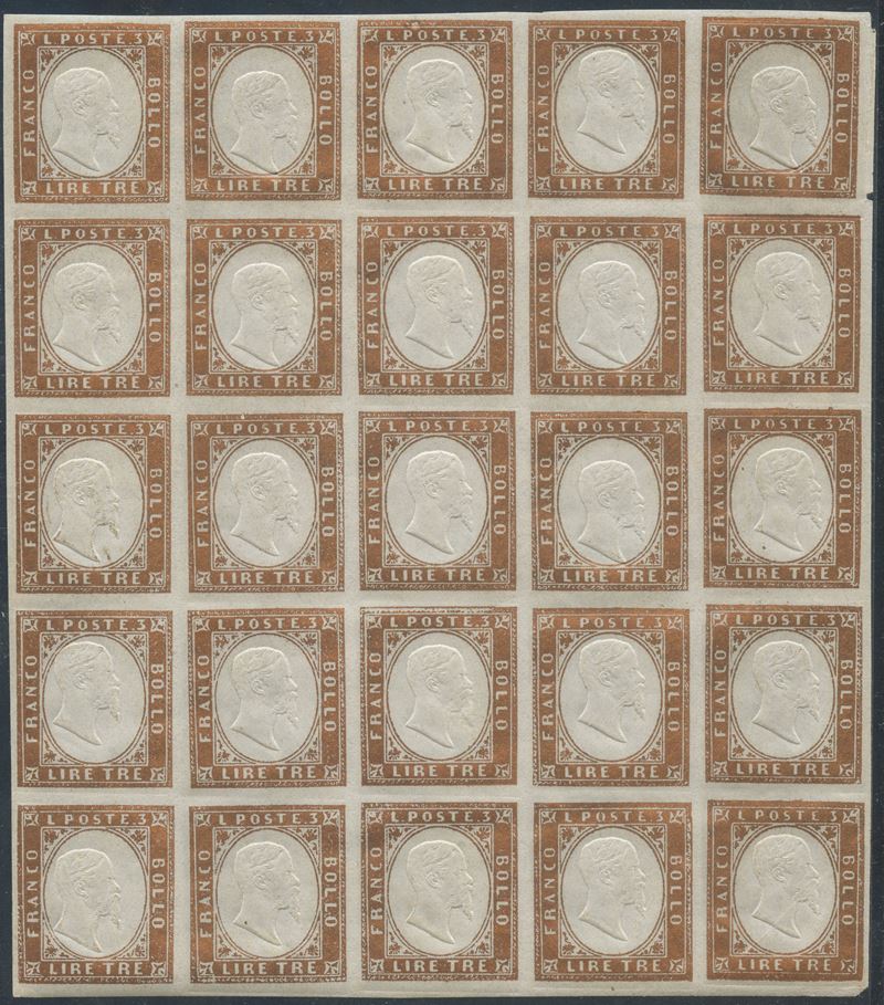 Sardegna - 3 Lire Blocco di 25