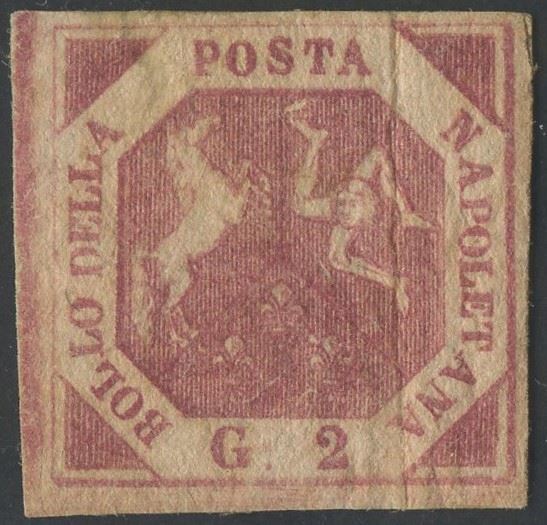 Naples - 2gr. III plate. Dark carmine  - Auction Stamps and Postal History - Bertolami Fine Art - Casa d'Aste