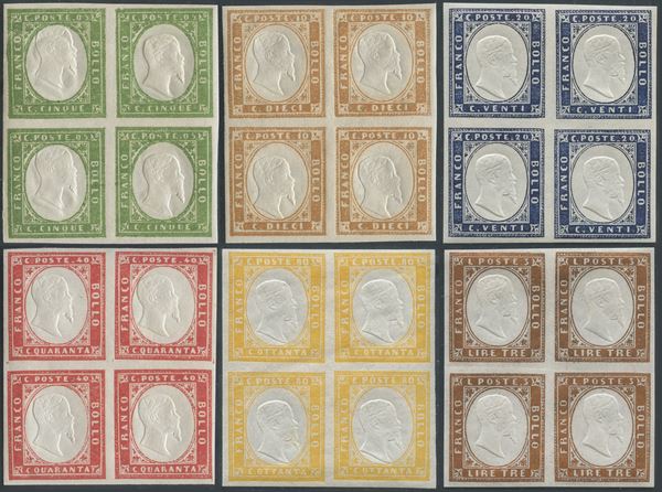 Sardinia IV issue in quatrains  - Auction Stamps and Postal History - Bertolami Fine Art - Casa d'Aste