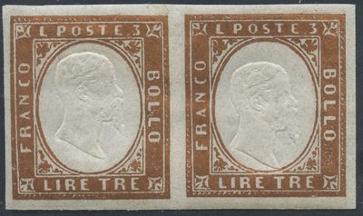 Alberto Diena, Sardegna – 3 Lire in rame vivo (in coppia) n. 18A, 1861