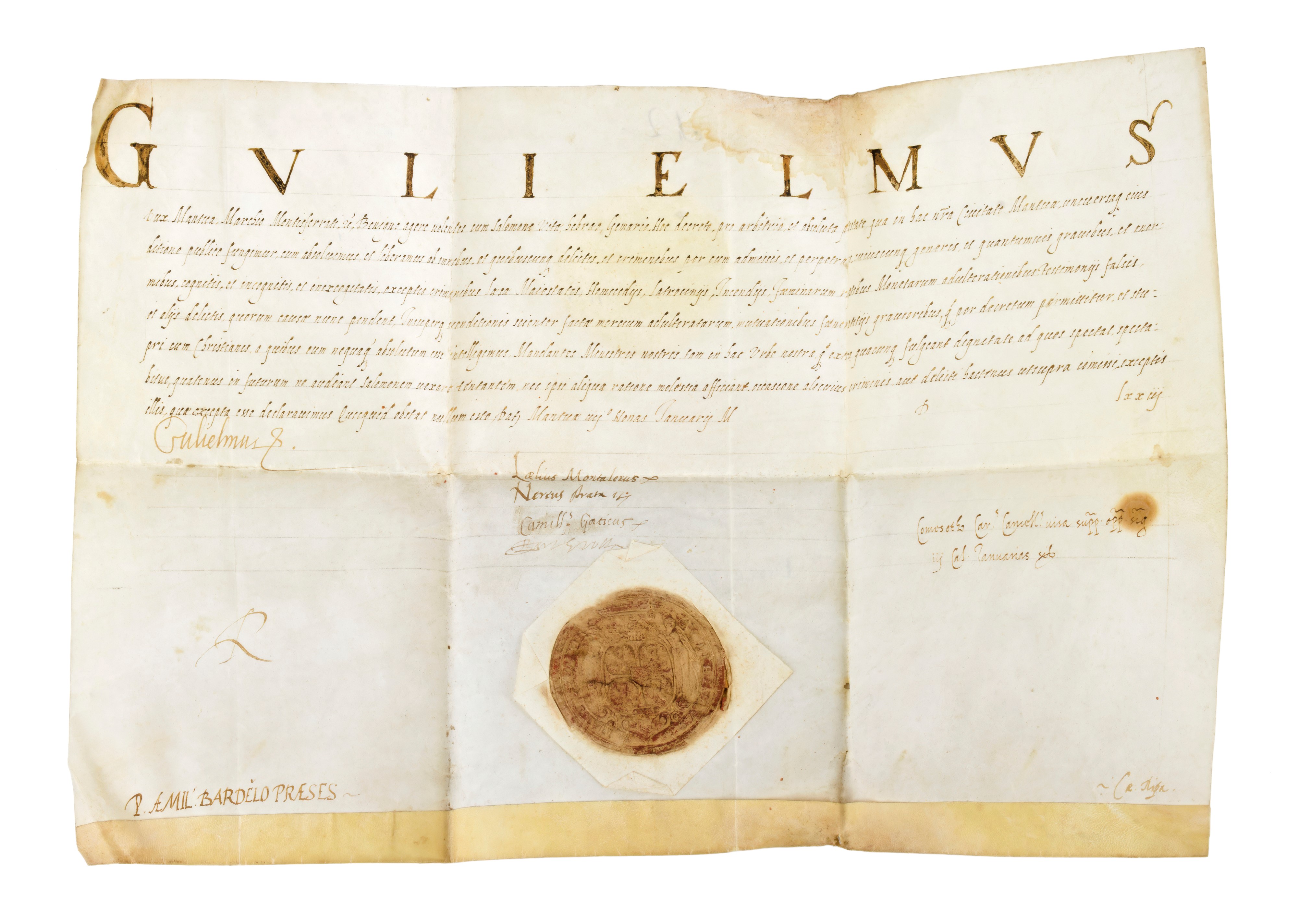 Guglielmo Gonzaga, Duca di Monferrato – Due Pergamene Manoscritte