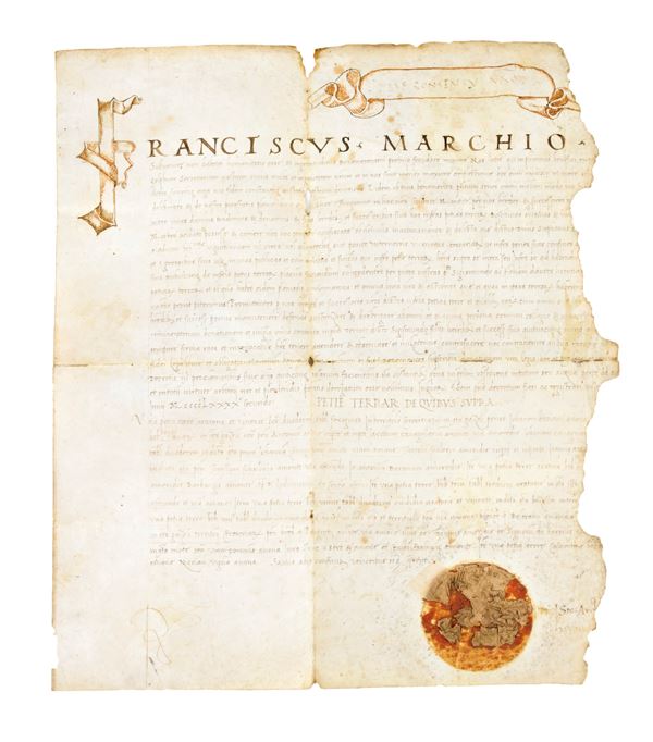  Alfonso II d&#39;Este Manuscript Parchment + Fragment