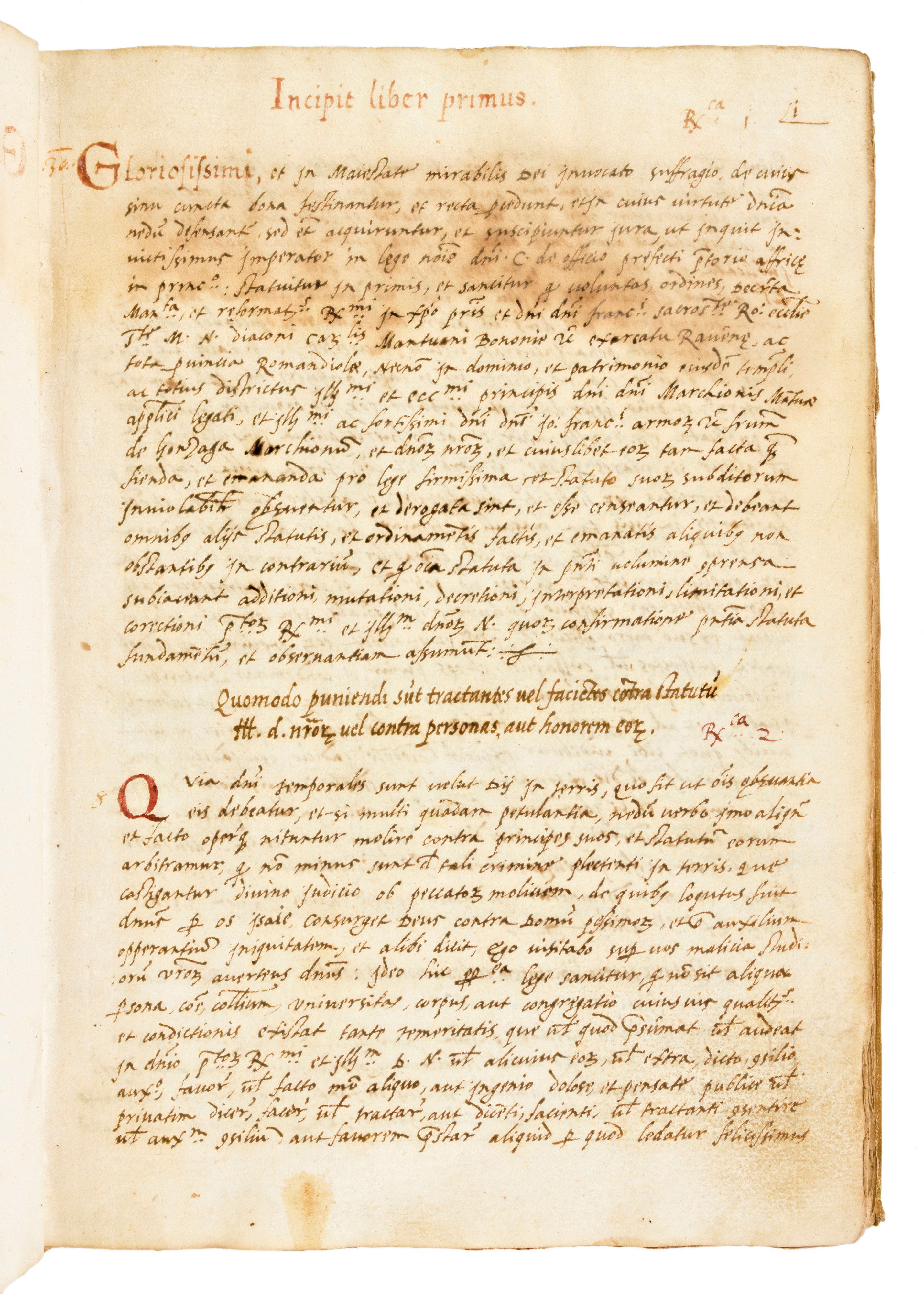 "Statuti Principati Bozzolo Sabbioneta ..." Manoscritto di diritto antico e economia