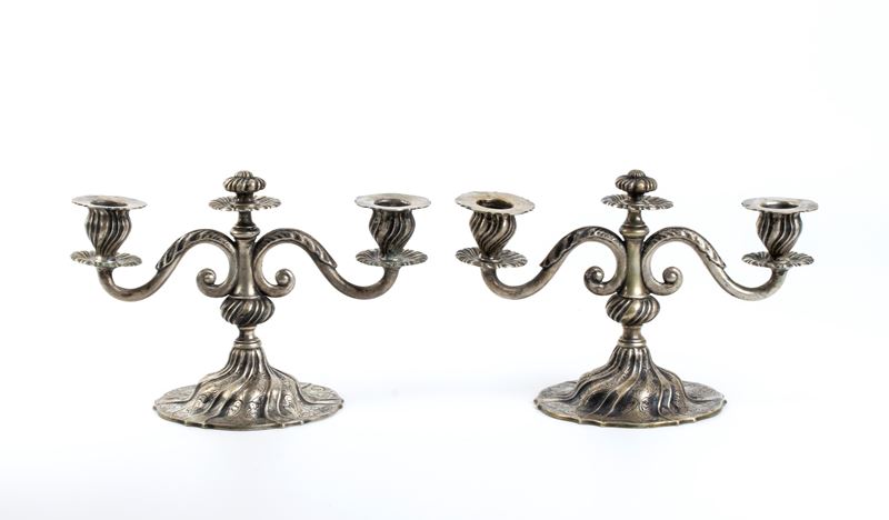 Luigi Genazzi - Coppia di Candelabri Italiani in Argento
