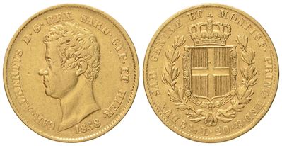 Regno di Sardegna. Genova. Carlo Alberto (1831-1849). 20 Lire 1838. Au (6,40 G; 21,1 MM)