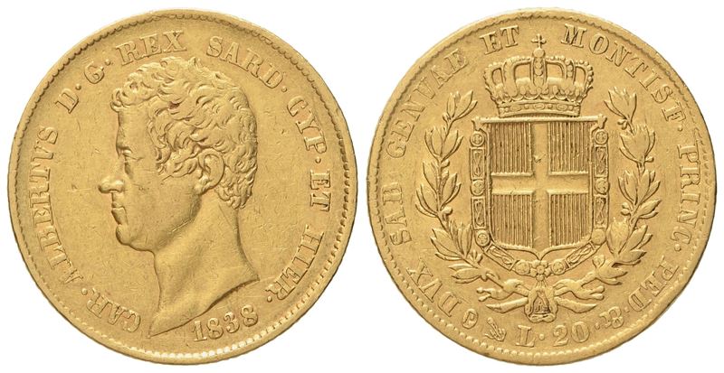 Regno di Sardegna. Genova. Carlo Alberto (1831-1849). 20 Lire 1838. Au (6,40 G; 21,1 MM)