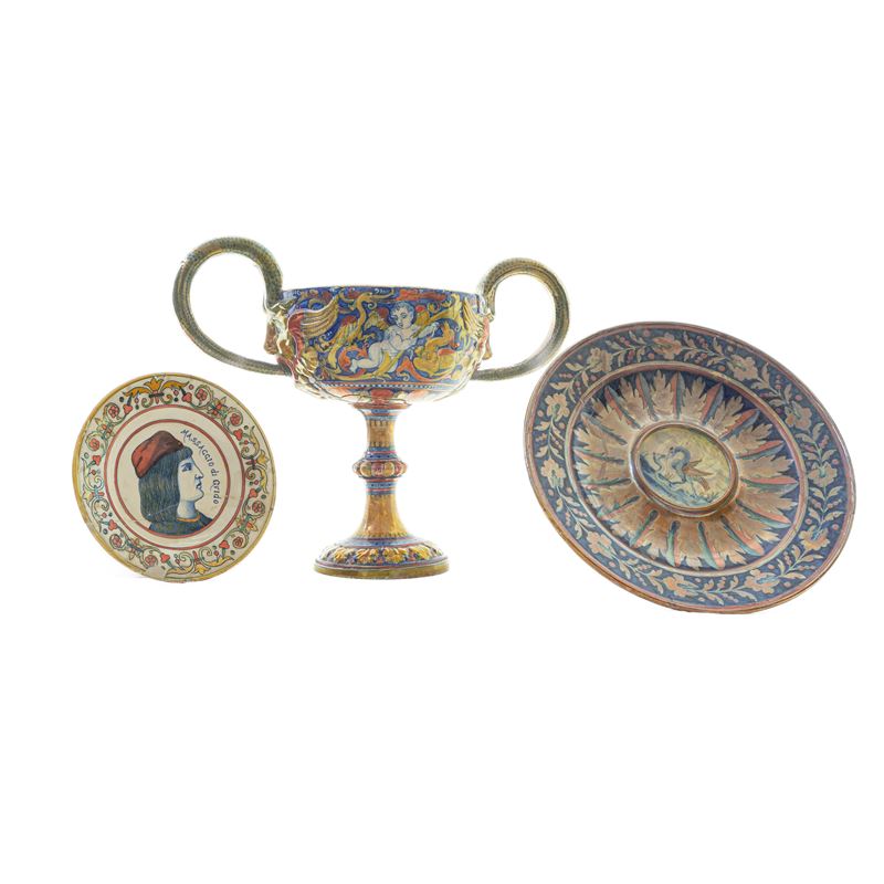 Lotto di Tre Ceramiche a Lustro: