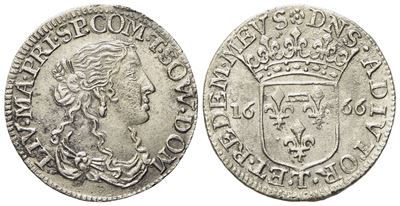 Tassarolo. Maria Maddalena Centurioni (1663-1669). Luigino 1666. Ag (1,91 G; 20,6 MM)