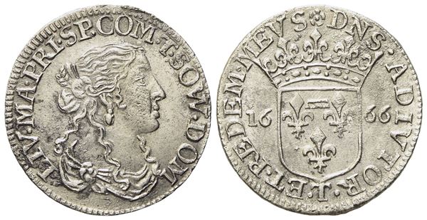 TASSAROLO. Maria Maddalena Centurioni (1663-1669). Luigino 1666. Ag (1,91 g; 20,6 mm)  - Auction Modern Coins - Bertolami Fine Art - Casa d'Aste