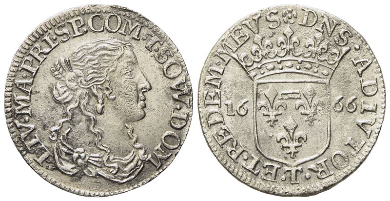 Tassarolo. Maria Maddalena Centurioni (1663-1669). Luigino 1666. Ag (1,91 G; 20,6 MM)