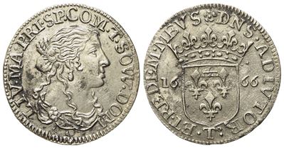 Tassarolo. Maria Maddalena Centurioni (1663-1669). Luigino 1666. Ag (1,95 G; 20,7 MM)