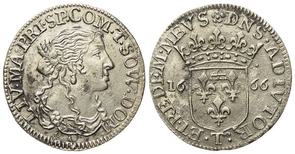 TASSAROLO. Maria Maddalena Centurioni (1663-1669). Luigino 1666. Ag (1,95 g; 20,7 mm)  - Auction Modern Coins - Bertolami Fine Art - Casa d'Aste