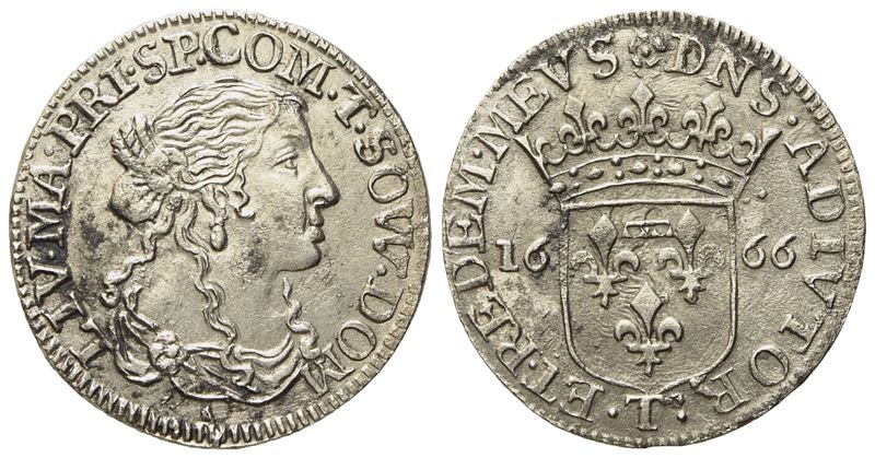 Tassarolo. Maria Maddalena Centurioni (1663-1669). Luigino 1666. Ag (1,95 G; 20,7 MM)