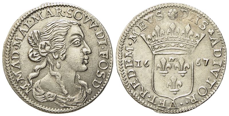 Fosdinovo. Maria Maddalena Centurioni (1663-1669). Luigino 1667. Ag (2,28 G; 21,1 MM)