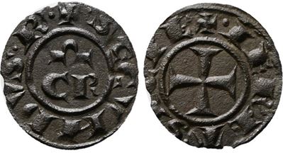 Brindisi. Corrado II (1254-1258). Denaro. Mir 317; Mi; 0,5gr; 16mm; Rr