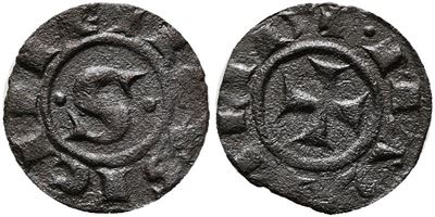 Messina. Regno di Sicilia. Manfredi (1258-1266). Denaro. Grande S. Mir 137; 0,68gr; 16,3mm