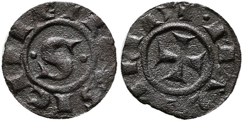 Messina. Regno di Sicilia. Manfredi (1258-1266). Denaro. Grande S. Mir 137; 0,68gr; 16,3mm