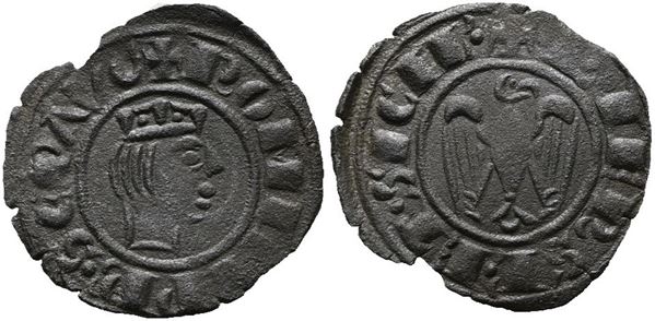 MESSINA. REGNO DI SICILIA. Federico II (1197-1250). Denaro (1243). Mir 96; 0,8gr; 17,3mm.
