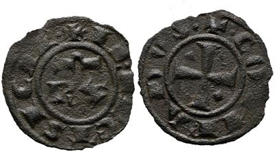Brindisi. Corrado i (1250-1254). Mezzo Denaro Rx. Mir 307; Mi; 0,42gr; 15,1mm; Rrrr