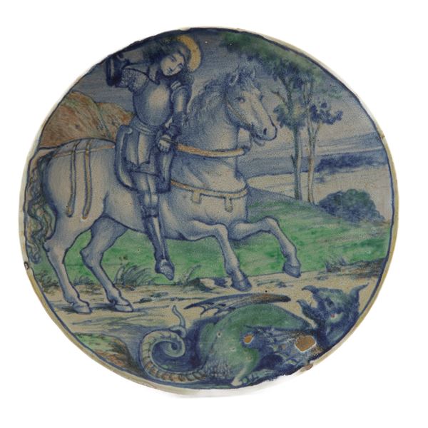 TORQUATO CASTELLANI - Polychrome ceramic plate