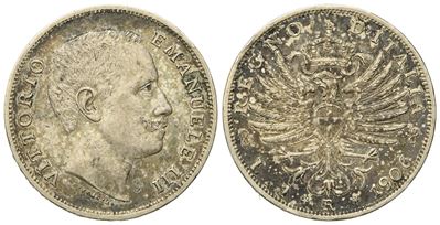 Regno D'italia. Vittorio Emanuele III (1900 - 1943). 1 Lira 1906 "aquila Araldica". Ag (4,98 G; 2...