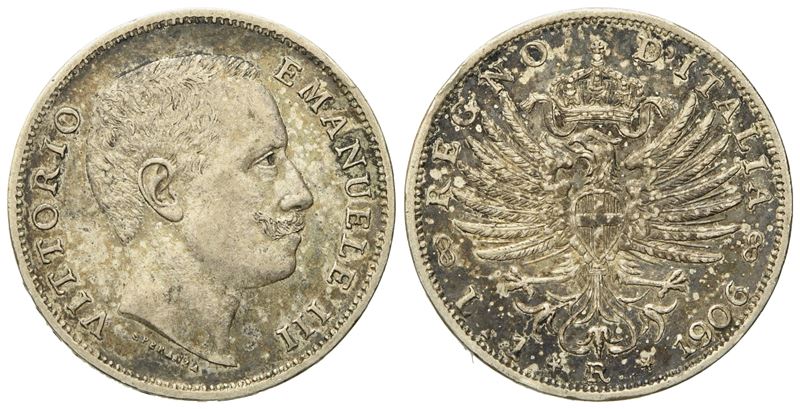 Regno D'italia. Vittorio Emanuele III (1900 - 1943). 1 Lira 1906 "aquila Araldica". Ag (4,98 G; 2...