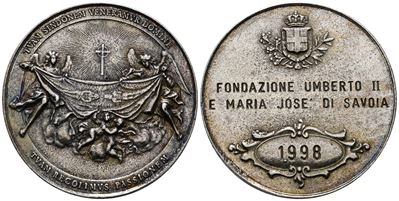 Savoia, Medaglia 'Fondazione Umberto II e Maria Josè di Savoia' 1998, Ae, 26,96 g, 45,4 mm