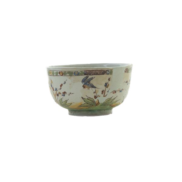 Bell-shaped polychrome ceramic bowl