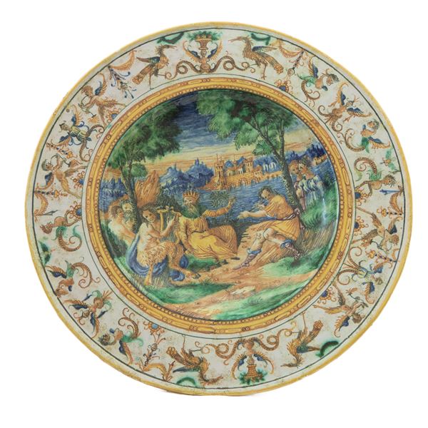 Polychrome ceramic parade plate