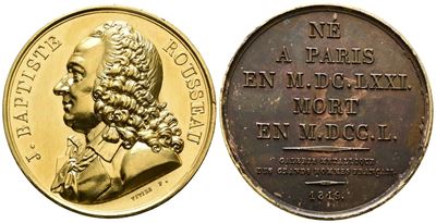Personaggi. Medaglia 1819 Jean Baptiste Russeau (poeta). Opus: Vivier. Ae; 39,03gr; 40,94mm