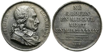 Francia. Personaggi. Medaglia Pierre Corneille 1816. Ae; 30,48gr; 40,20mm. Bb