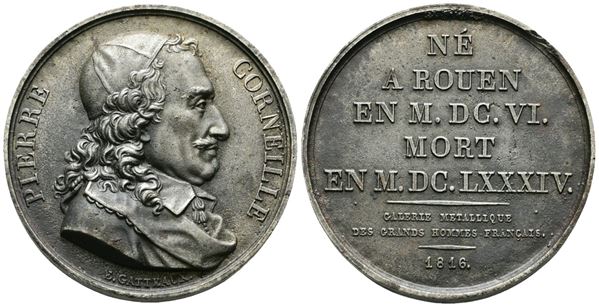 PERSONAGGI. Medaglia Pierre Corneille 1816. Ae; 30,48gr; 40,20mm