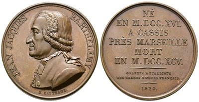 Francia. Personaggi. Medaglia Jean Jacques Barthelemy 1824. Ae; 38,02gr; 40,93mm Fdc