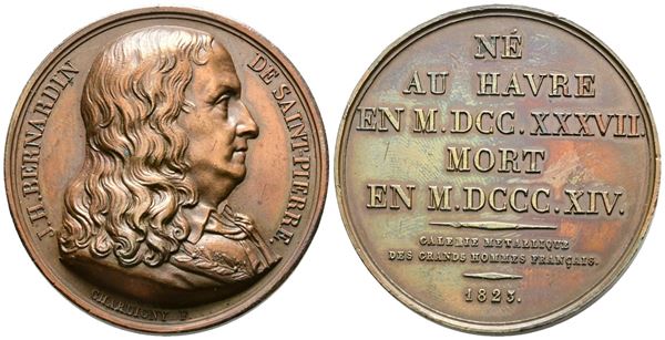 PERSONAGGI. Medaglia J.H. Bernardin de Saint-Pierre 1825. Ae; 36,34gr; 41,19mm