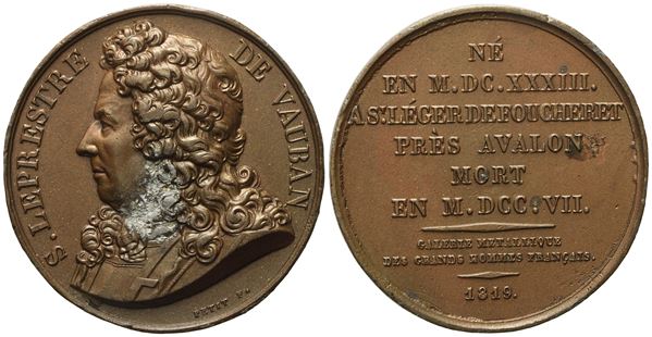 PERSONAGGI. Medaglia S. Leprestre de Vauban 1819. Pb; 51,05gr; 40,78mm