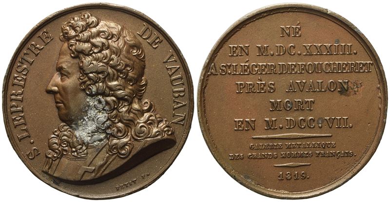 Francia. Personaggi. Medaglia S. Leprestre De Vauban 1819. Pb; 51,05gr; 40,78mm Bb