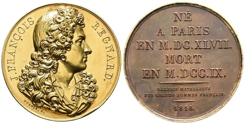 Personaggi. Medaglia 1818 Jean Francois Regnard. Ae; 36,87gr; 40,84mm