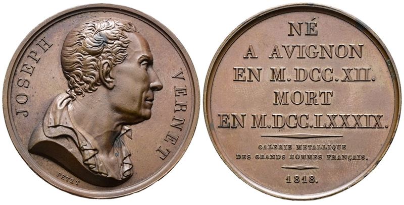 FRANCIA. Medaglia Joseph Vernet, serie "GRANDS HOMMES FRANÇAIS" (1818) AE (36,38 g; 40,97 mm). CO...