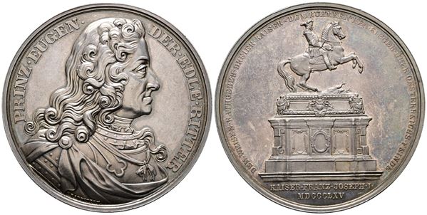 AUSTRIA Principe Eugenio di Savoia 1865 - Opus: Radnitzky AE Hauser 2236. Ag.104,55 g, Ø 60 mm. eggeri hairlines