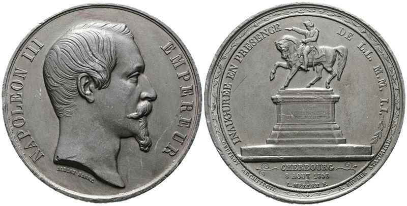FRANCIA. Medaglia Monumento equestre Napoleone III a Cheerbourg 1858. Pb. 60nmm