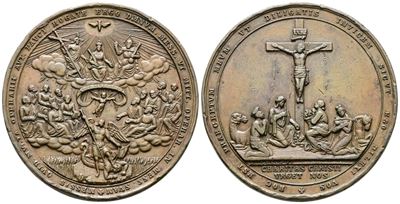 Religiose. Medaglia "charitas Christi Urget Nos". XIX Secolo. Ae; 41,34gr; 46,50mm Bb